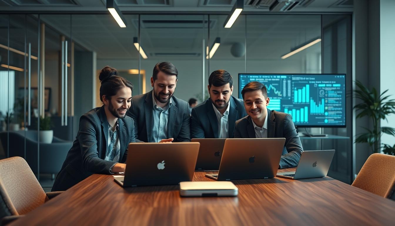 AI software company team and business technology strategy